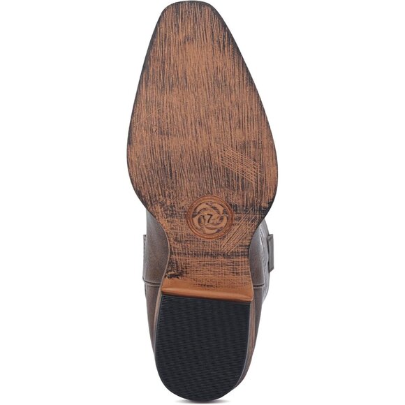 Women Brown Faux Leather Snip Toe Chunky Block Heel Embroidered Western Boot - Picture 5 of 5